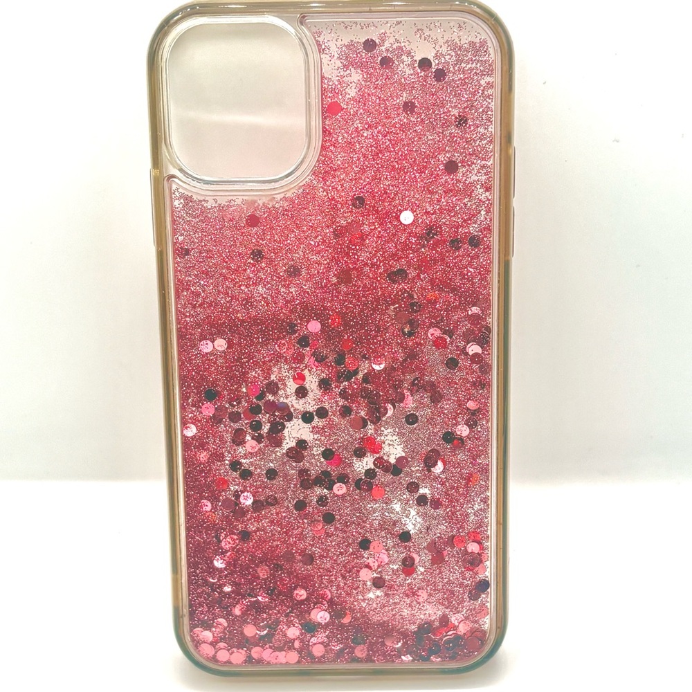 iPhone 11 Maroon Glittery Waterfall Phone Case